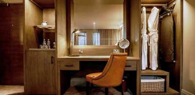 Desk and wardrobe